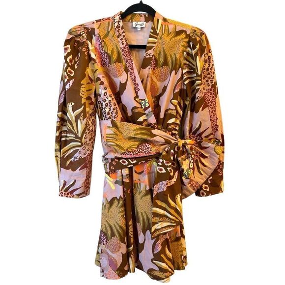 Garrie B Carly Wrap Dress Size S Botanical Flower Hawaii Vacation - Picture 4 of 11